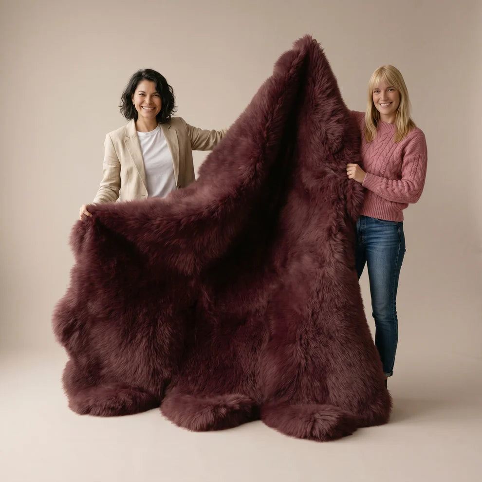 New Zealand Aubergine Sheepskin Rug & Throw