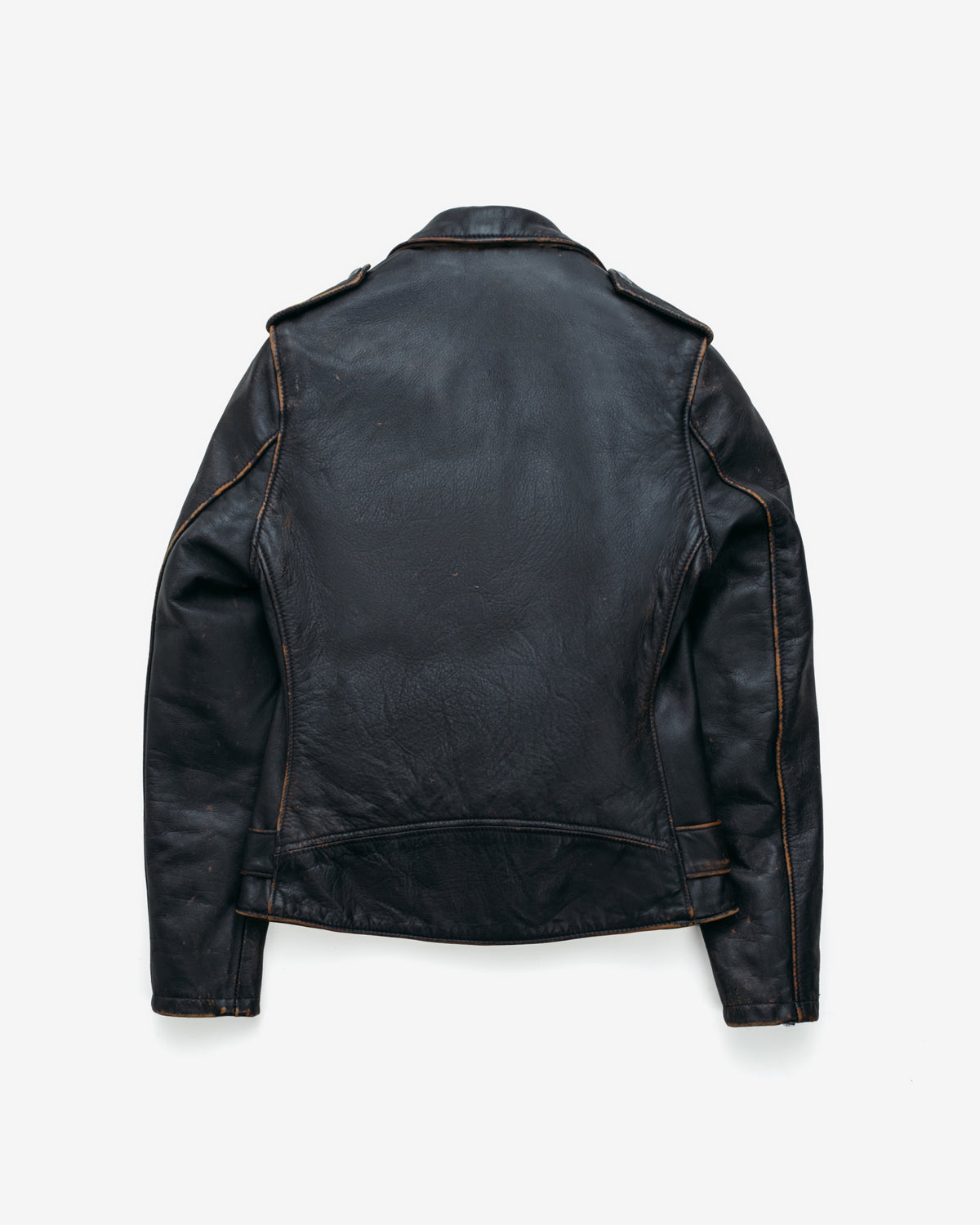 Black leather jacket on a white background