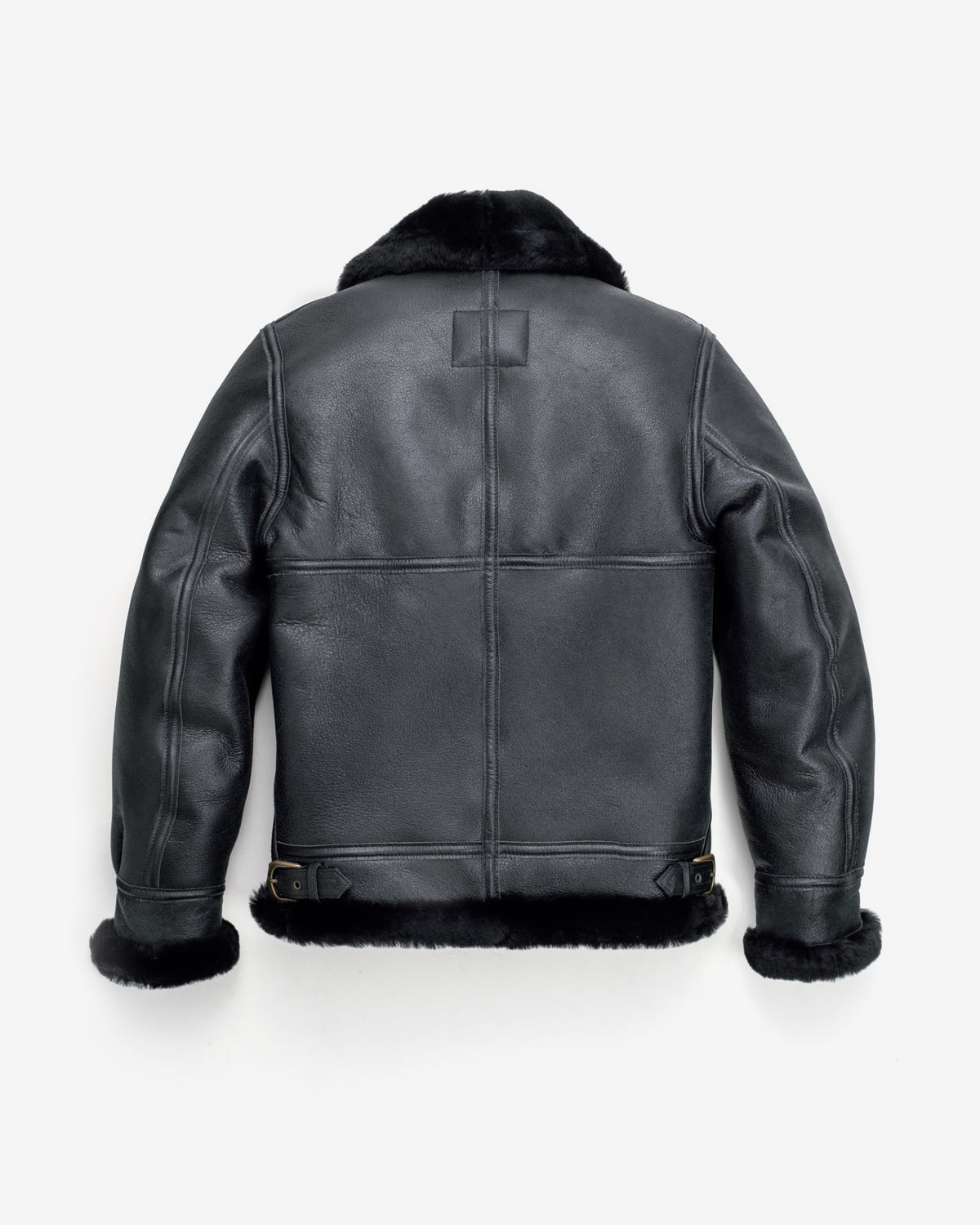 Men's Classic B-3 Black Shearling Leather Bomber Jacket