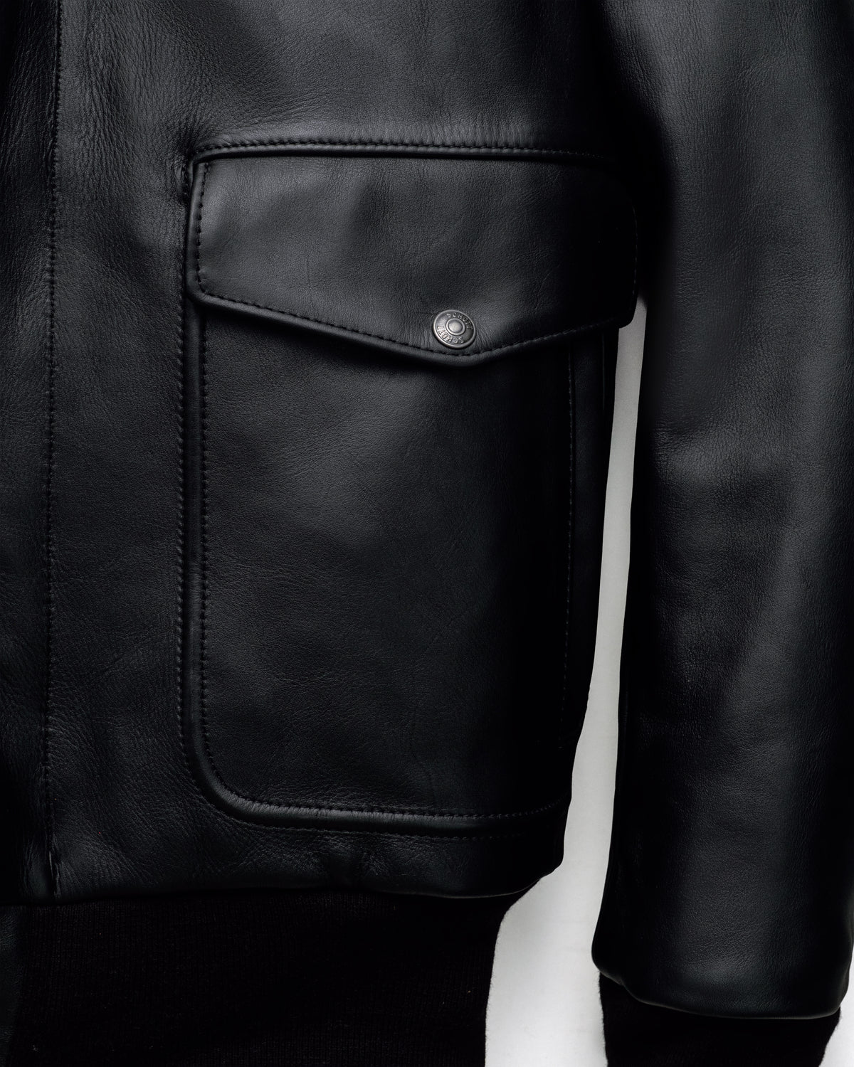 Men's Classic Black Leather Flight Jacket with Detachable Shearling Collar