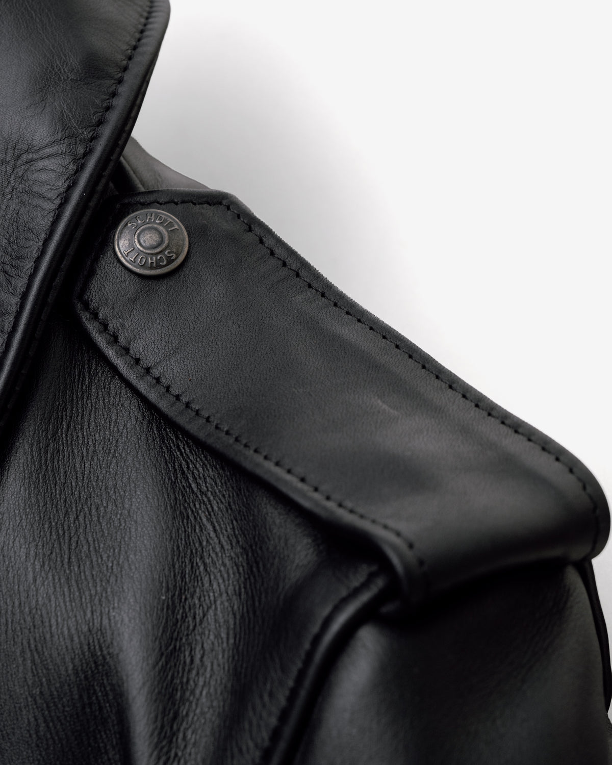 Men's Classic Black Leather Flight Jacket with Detachable Shearling Collar