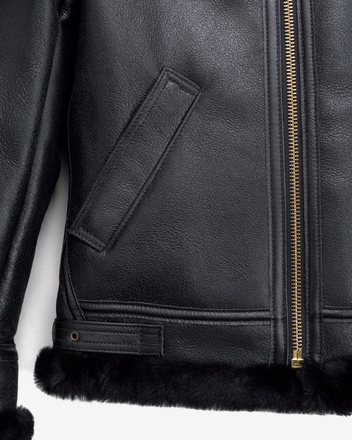 Men's Classic B-3 Black Shearling Leather Bomber Jacket