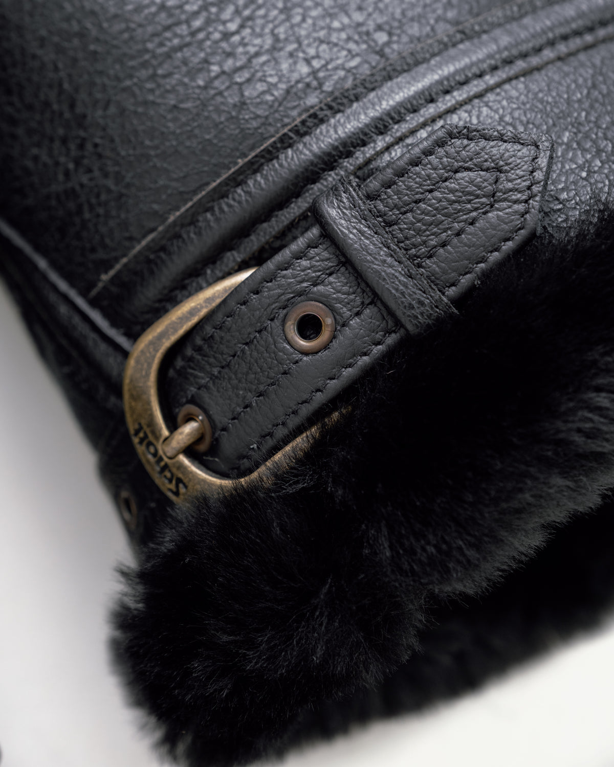 Men's Classic B-3 Black Shearling Leather Bomber Jacket
