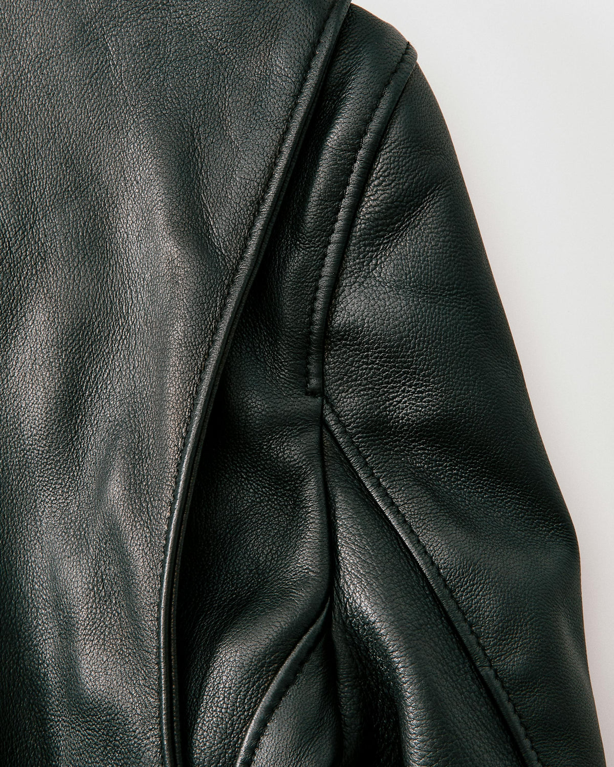 Men's Classic Black Leather Zip Jacket with Houndstooth Lining