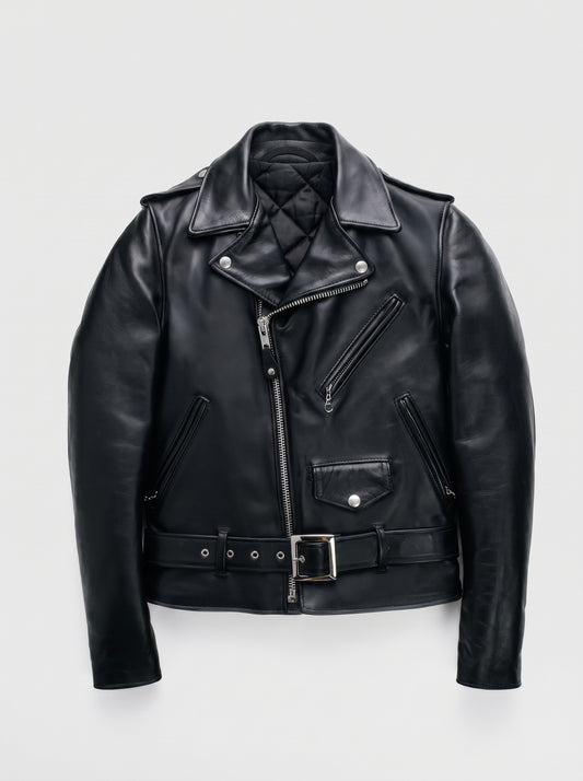 Men's Classic Black Leather 'One Star' Biker Jacket