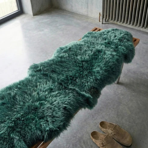 New Zealand Deep Teal Sheepskin Rug & Throw