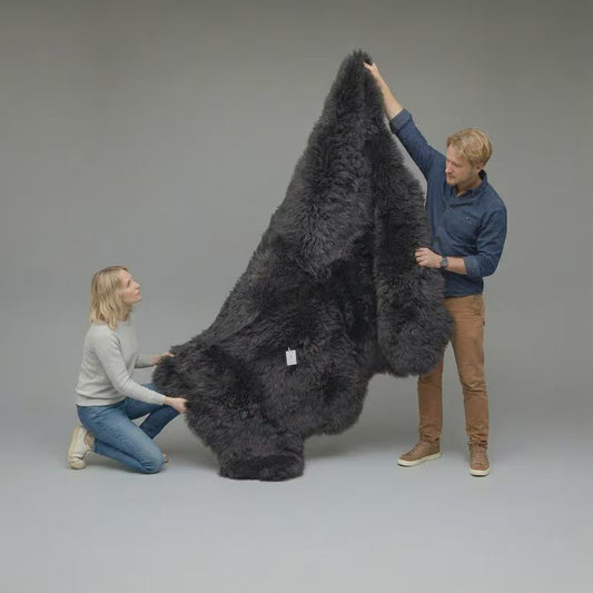 Black Sheepskin Wool Rug