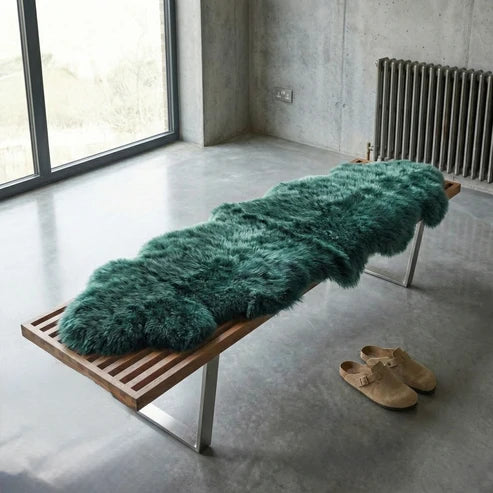 New Zealand Deep Teal Sheepskin Rug & Throw