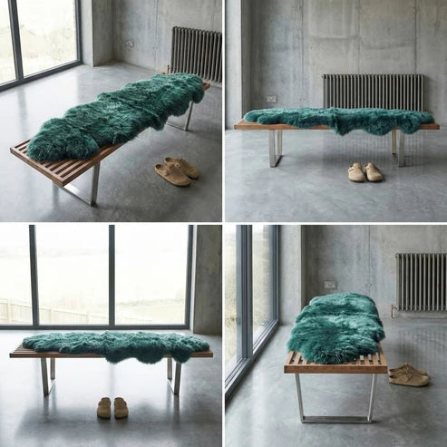 New Zealand Deep Teal Sheepskin Rug & Throw
