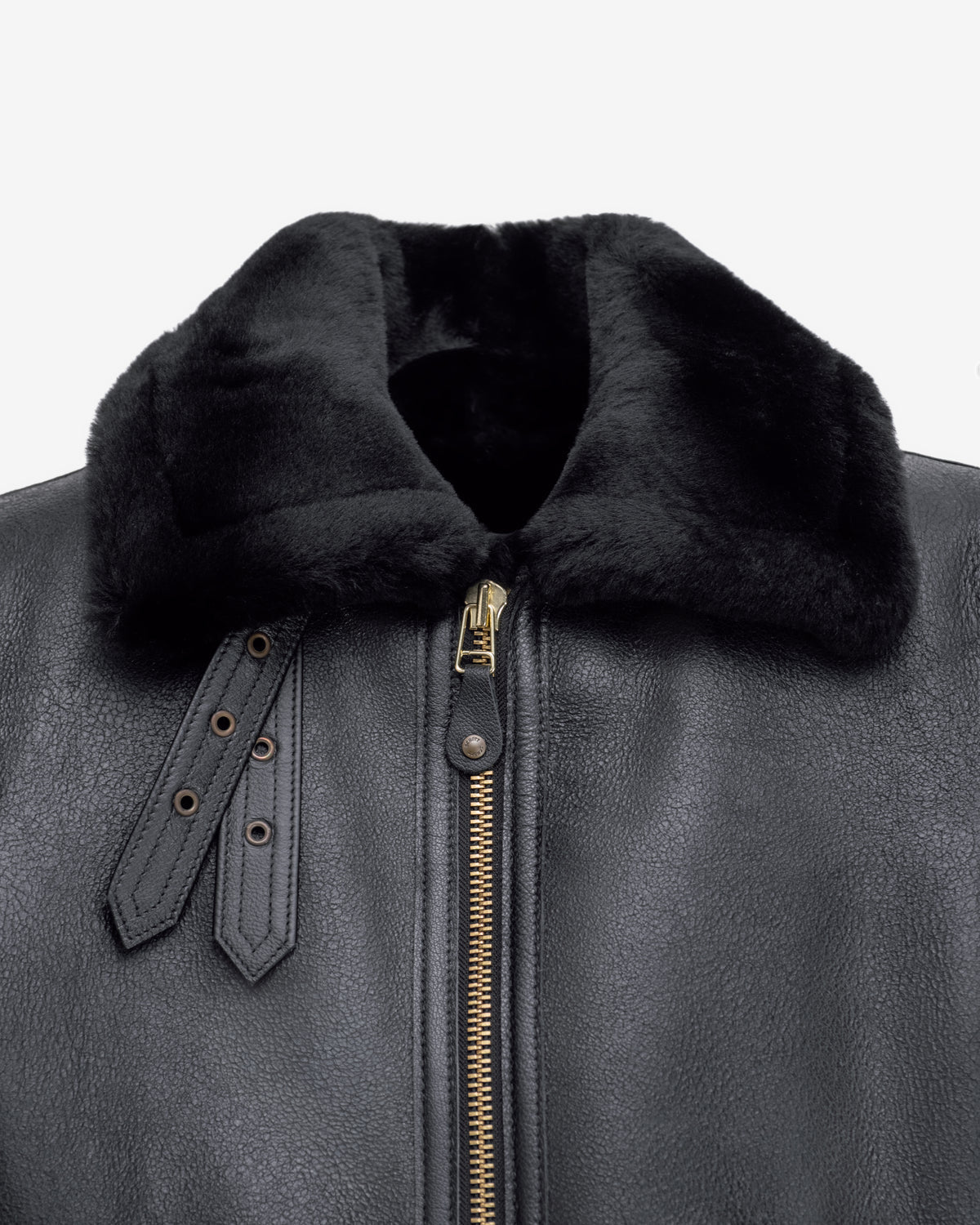 Men's Classic B-3 Black Shearling Leather Bomber Jacket