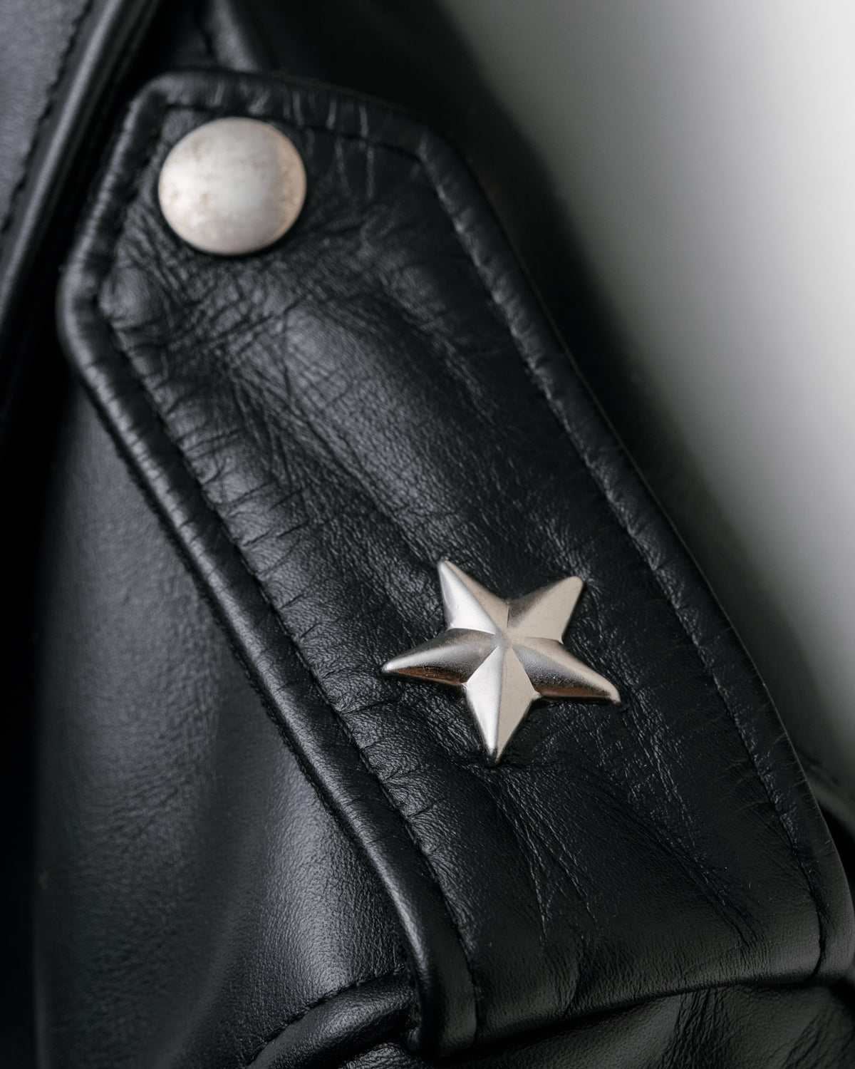 Men's Classic Black Leather 'One Star' Biker Jacket