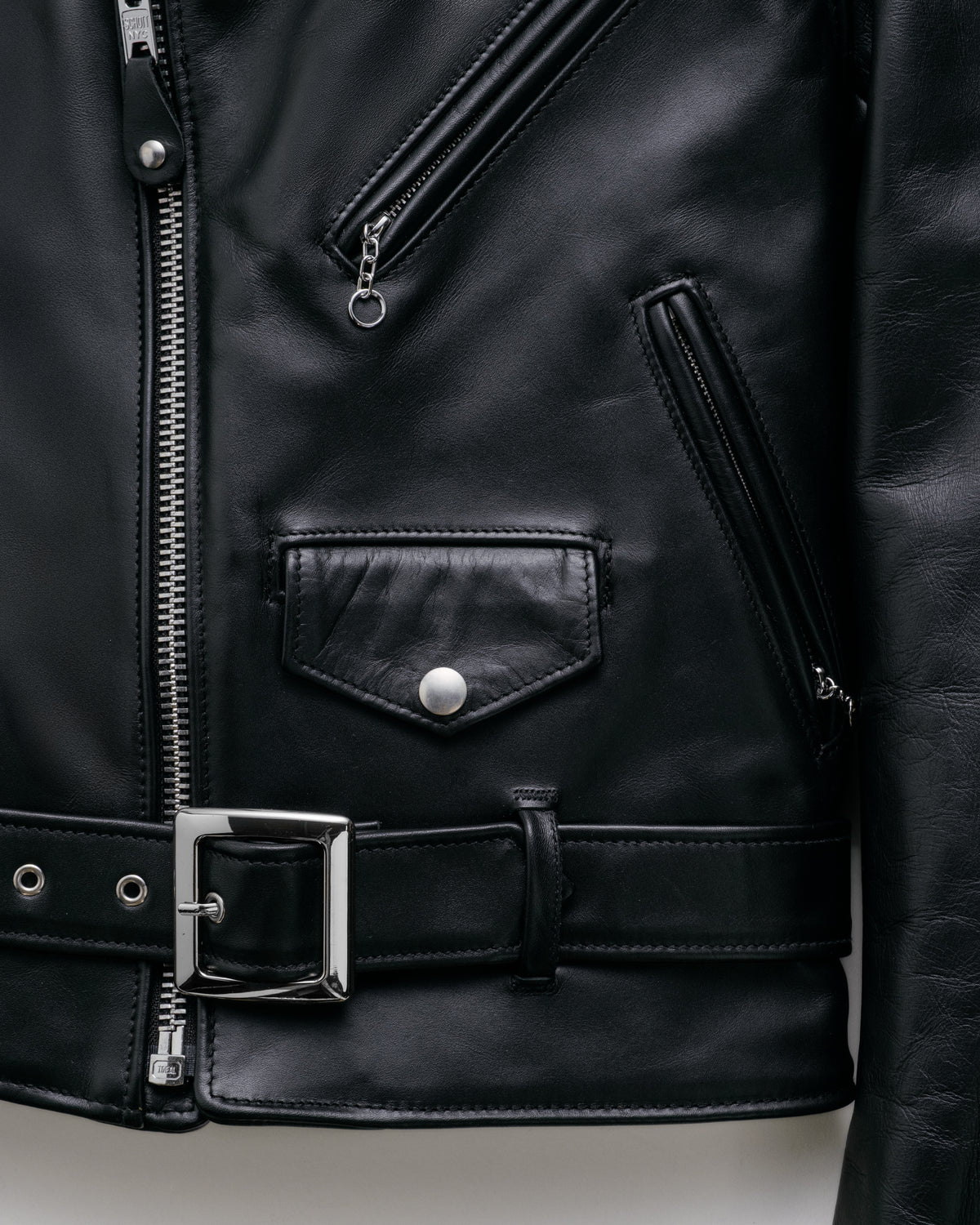 Men's Classic Black Leather 'One Star' Biker Jacket