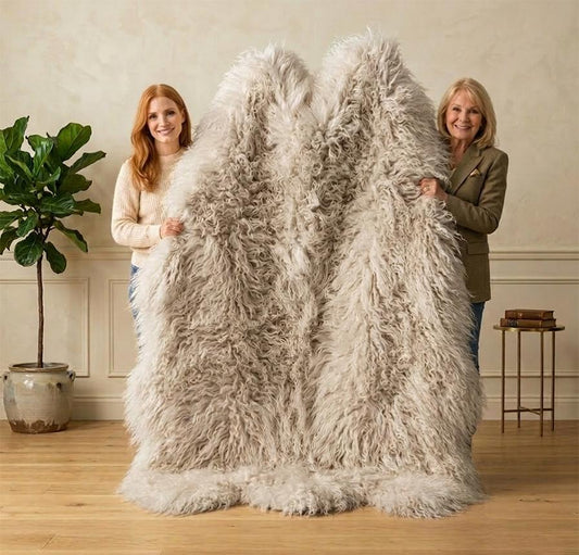 Luxurious Natural Mongolian Sheepskin, Oyster