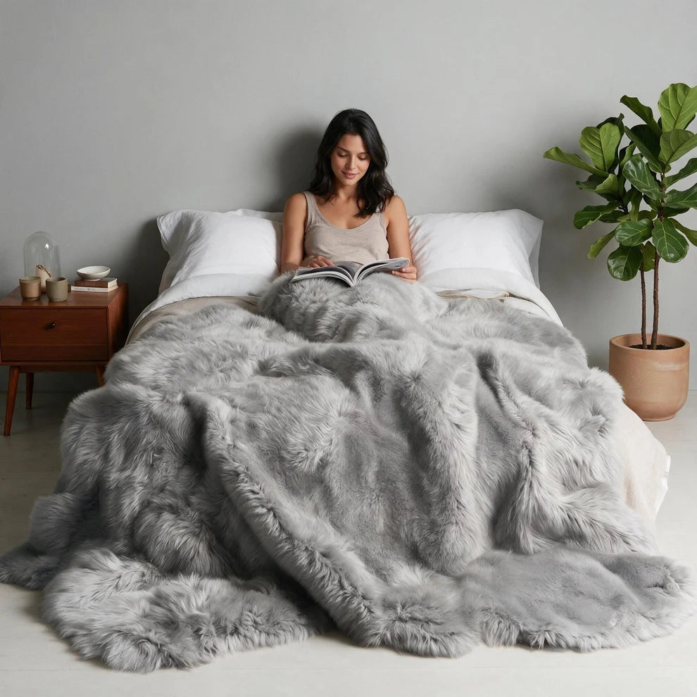 New Zealand Silver Sheepskin Rug & Throw